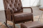 COOLMORE Rocking Chair With Ottoman, Mid-Century Modern Upholstered Fabric Rocking Armchair, Rocking Chair Nursery with Thick Padded Cushion, High Bac