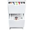 Floor Cabinet, Wooden Side Storage Organizer, 4 Drawers Free-Standing Cabinet for Nursery, Bathroom/Hallway/Living Room, White