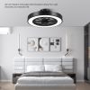 20 Inch Enclosed Bladeless Ceiling Fan with Lights(Black)