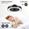 20 Inch Enclosed Bladeless Ceiling Fan with Lights(Black)