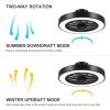 20 Inch Enclosed Bladeless Ceiling Fan with Lights(Black)