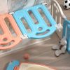 47.2-inch x 62.9-inch Bear Macaron Color Foldable Playpen, Baby Safety Play Yard with Fence Indoor Toys with Play mat 12panel and 1 play mat