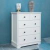 White Chest of Drawer Living Room Furniture 5 Drawers Storage Cabinet Clothes Storage