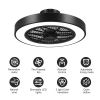 20 Inch Enclosed Bladeless Ceiling Fan with Lights(Black)