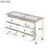 Wooden Storage Dresser with 6 Drawers, Storage Cabinet for kids Bedroom,Cream+Walnut