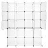 20 Cube Organizer Stackable Plastic Cube Storage Shelves Design Multifunctional Modular Closet Cabinet with Hanging Rod White