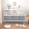 Kids bookcase with Collapsible Fabric Drawers, Children's Book Display, Toy Storage Cabinet Organizer, White/Gray