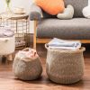 Cotton Linen Laundry Basket Set (Black&Brown)