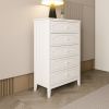 White Contemporary Roman Style, Solid Wood 5 Drawers Chest Bedroom Furniture, Drawer Storage, Tall Chest, Dresser 5 Drawers for Bedroom, Nursery.