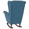 Rocking Chair with Solid Wood Rubber Legs Blue Velvet