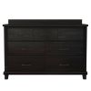 Rustic Farmhouse Style Solid Pine Wood Blackwash Seven-Drawer Dresser with Changing Topper for Nursery, Bedroom, Coffee