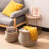 Cotton Linen Laundry Basket Set (Black&Brown)