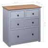 Sideboard Gray 31.5"x15.7"x32.7" Pinewood Panama Range