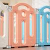 47.2-inch x 62.9-inch Bear Macaron Color Foldable Playpen, Baby Safety Play Yard with Fence Indoor Toys with Play mat 12panel and 1 play mat