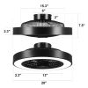 20 Inch Enclosed Bladeless Ceiling Fan with Lights(Black)