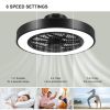 20 Inch Enclosed Bladeless Ceiling Fan with Lights(Black)
