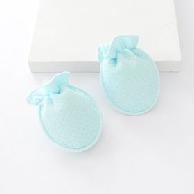 Newborn Blue Anti-scratch Glove Clip Cotton Baby Protective Gloves-Blue (Color: Blue)