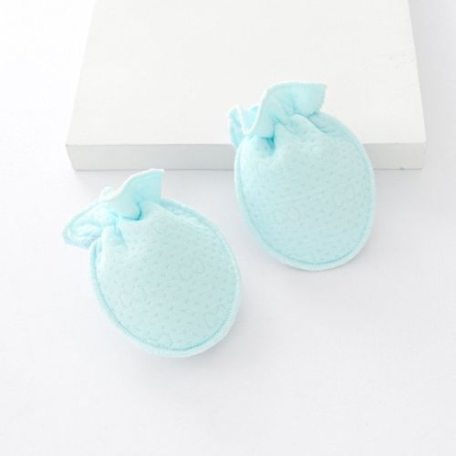 Newborn Blue Anti-scratch Glove Clip Cotton Baby Protective Gloves-Blue