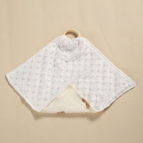 Bite Ring Double-layer Crepe Saliva Towel Baby Doll Square Towel (Color: White)