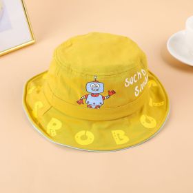 Spring and Summer Childrens hat super cute fisherman hat baby cartoon little robot sun hat (Color: Yellow)