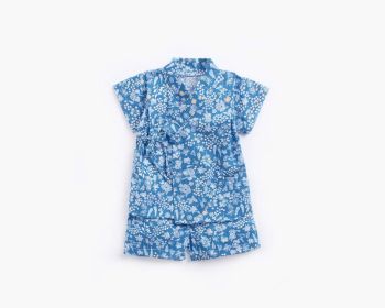 Baby Printed Pattern Belt Design T-Shirt Combo Shorts Japan Style 1-Pieces Sets Pajamas (Size/Age: 80cm (12-18M), Color: Blue)
