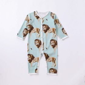 Baby Cartoon Animal Print Pattern Full Button Design Romper (Size/Age: 73cm (9-12M), Color: Blue)