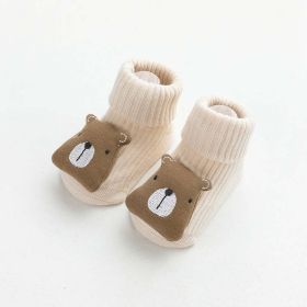 Baby Cartoon 3D Doll Patched Pattern Non-Slip Floor Socks (Size/Age: S (6-12M), Color: Beige)