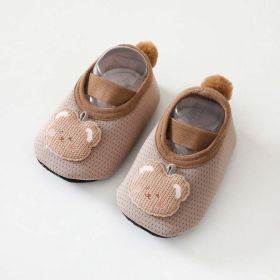 Baby Girl Cartoon Pattern Non-Slip Toddler Shoes With Tail Design Floor Socks (Size/Age: XS (0-6M), Color: Brown)