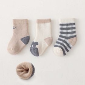 Baby Cartoon Print Pattern Thickened Soft Cotton Socks (Size/Age: S (6-12M), Color: Grey)