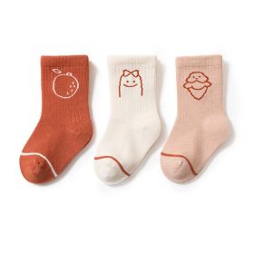 Baby Cute Print Pattern Mid-Tube Cotton Socks In Spring Autumn (Size/Age: XS (0-6M), Color: Red)