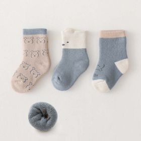 Baby Cartoon Print Pattern Thickened Soft Cotton Socks (Size/Age: S (6-12M), Color: Blue)