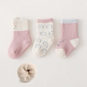 Baby Cartoon Print Pattern Thickened Soft Cotton Socks (Size/Age: S (6-12M), Color: White)