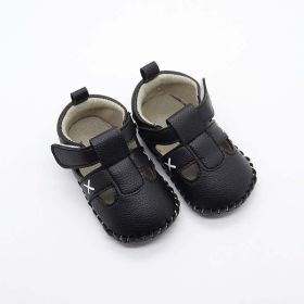 Baby Solid Color Soft Leather Toddler Shoes Sandals In Summer (Size/Age: Insole Length 11.00 cm, Color: Black)