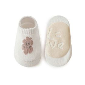 Kids Girl Embroidered Pattern Non-Slip Floor Soft Socks (Size/Age: S (0-1Y), Color: White)