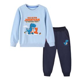 Baby Boy Cartoon Dinosaur Print Pattern Hoodie Combo Trousers Cotton 1 Pieces Sets (Size/Age: 80cm (12-18M), Color: Gold)