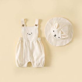Baby Boys And Girls Stereoscopic Bear Sleeveless Straps Shorts With Sun Hat Sets In Summer (Size/Age: 66cm (3-6M), Color: Beige)