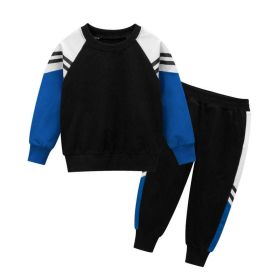 Baby Boy Contrast Design Hoodies Combo Side Print Trousers Sport Style Sets (Size/Age: 90cm (18-24M), Color: Blue)