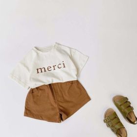 Baby Boy And Girl Solid Color Basic Denim Shorts With Pockets In Summer (Size/Age: 90cm (18-24M), Color: Brown)