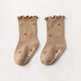 Kids Floral Print Sock 1 Lot = 5 Pairs (Size/Age: S (6-12M), Color: Yellow)