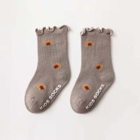 Kids Floral Print Sock 1 Lot = 5 Pairs (Size/Age: S (6-12M), Color: Green)
