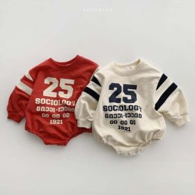 Baby Slogan Print Pattern Long Sleeve Cotton Bodysuit (Size/Age: 73cm (9-12M), Color: Red)