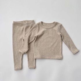 Baby Solid Color Comfy Fabric Shirt Sets Pajamas Home Clothes (Size/Age: 80cm (12-18M), Color: Apricot)