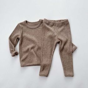 Baby Solid Color Comfy Fabric Shirt Sets Pajamas Home Clothes (Size/Age: 80cm (12-18M), Color: Grey)