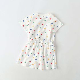 Baby 1pcs Plaid & Heart Pattern Tee Combo Shorts Simply Style Sets (Size/Age: 66cm (3-6M), Color: White)