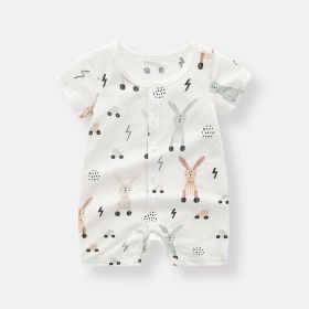 Baby 1pcs Rabbit Graphic Single Breasted Design Simply Jumpsuit Pajamas (Size/Age: 66cm (3-6M), Color: White)