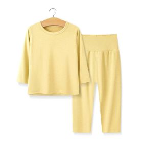 Baby 2pcs Solid Color Long sleeve Shirt And Pants Underwear Sets Pajamas (Size/Age: 73cm (9-12M), Color: Yellow)