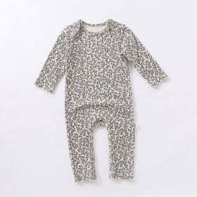 Baby Ditsy Flower Pattern Envelope Collar Nordic Style Jumpsuit (Size/Age: 66cm (3-6M), Color: Blue)