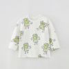 Baby Boy Cartoon Print Pattern Soft Cotton Crewneck Long Sleeve Shirt