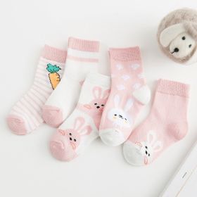 Cotton breathable male and female baby socks (Color: Pink, Size: S)