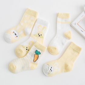 Cotton breathable male and female baby socks (Color: Yellow, Size: S)